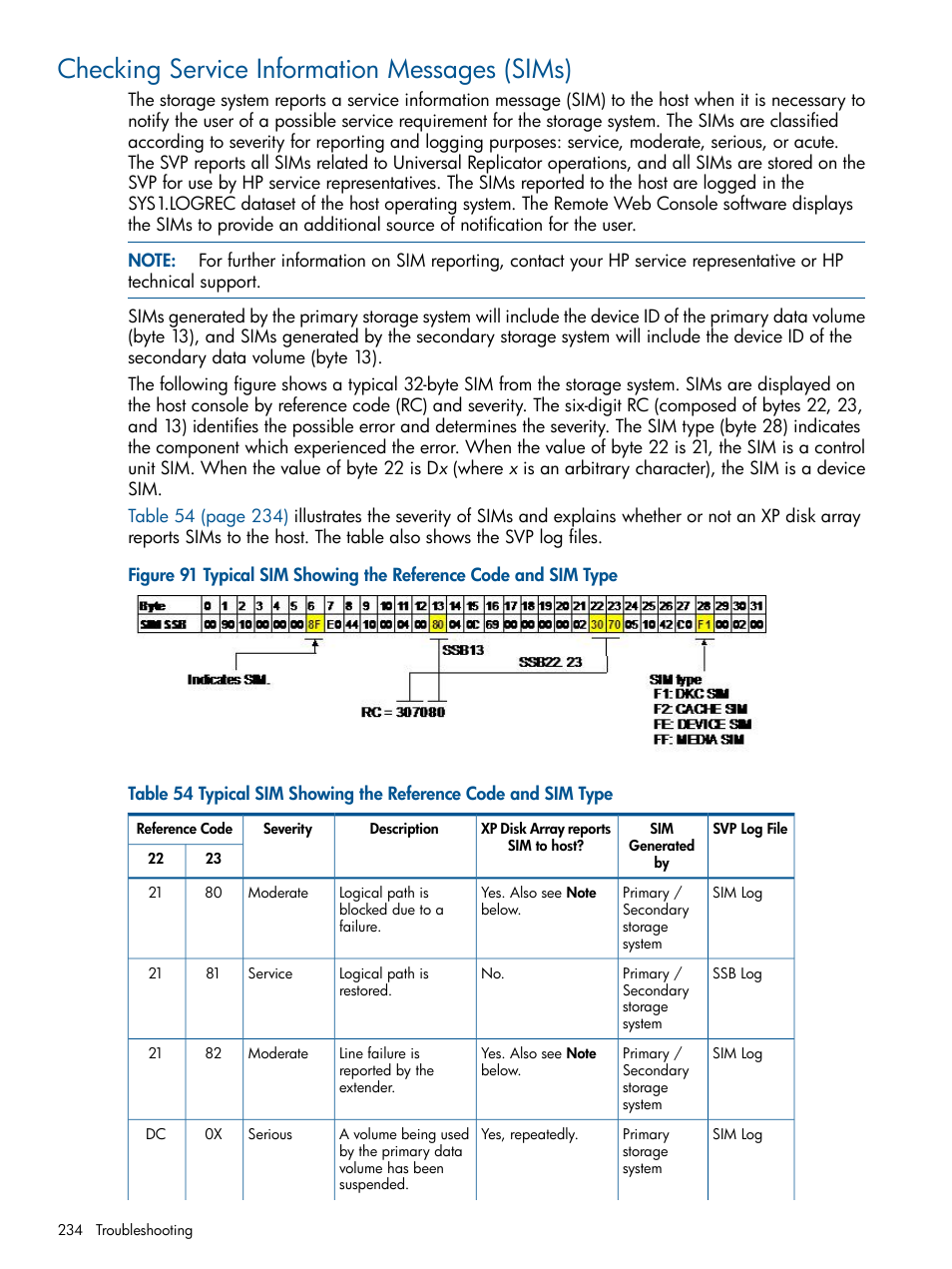 Checking service information messages (sims), Checking service | HP StorageWorks XP Remote Web Console Software User Manual | Page 234 / 244