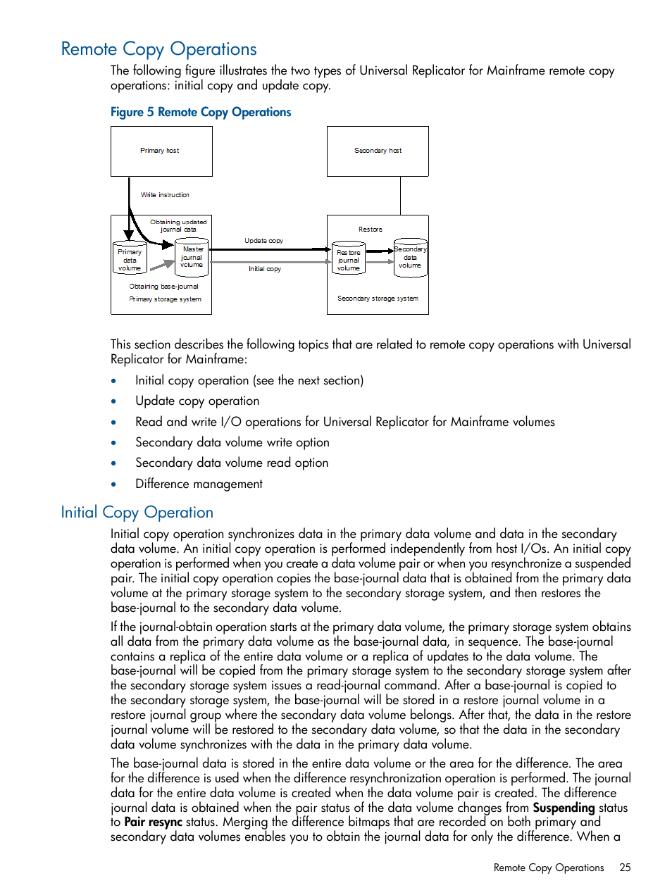 Remote copy operations, Initial copy operation | HP StorageWorks XP Remote Web Console Software User Manual | Page 25 / 244