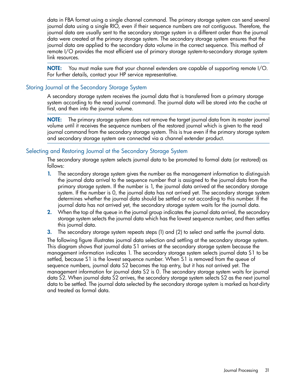 Storing journal at the secondary storage system | HP StorageWorks XP Remote Web Console Software User Manual | Page 31 / 244