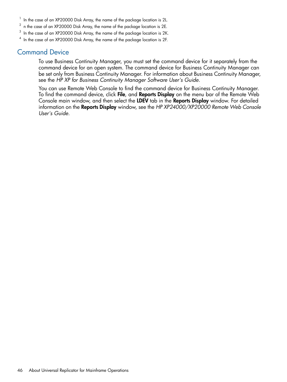 Command device | HP StorageWorks XP Remote Web Console Software User Manual | Page 46 / 244