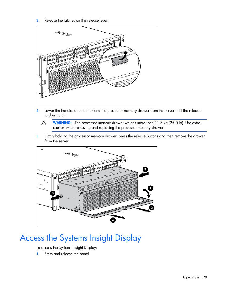 Access the systems insight display | HP ProLiant DL580 G7 Server User Manual | Page 28 / 131