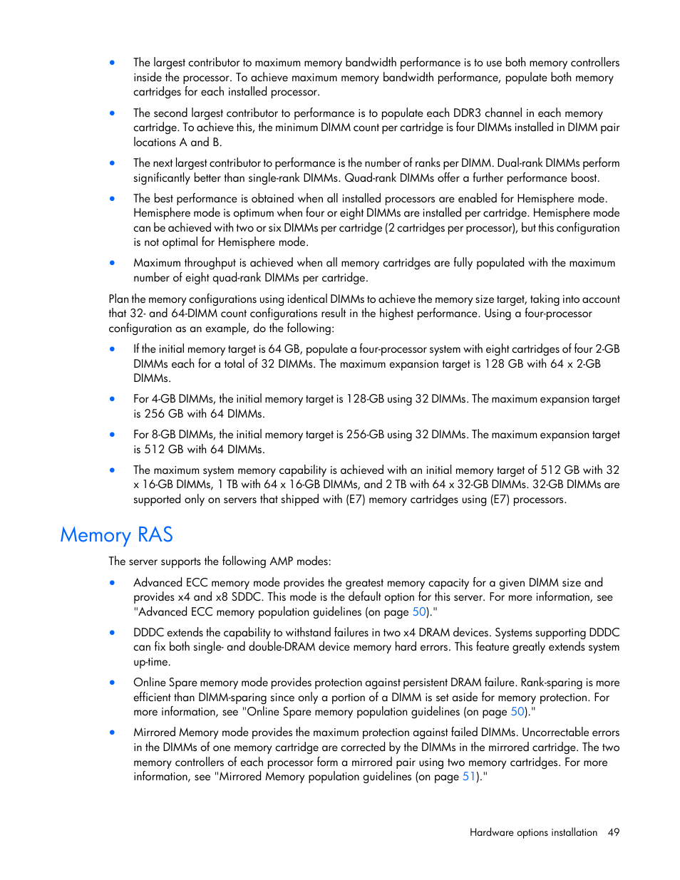 Memory ras | HP ProLiant DL580 G7 Server User Manual | Page 49 / 131