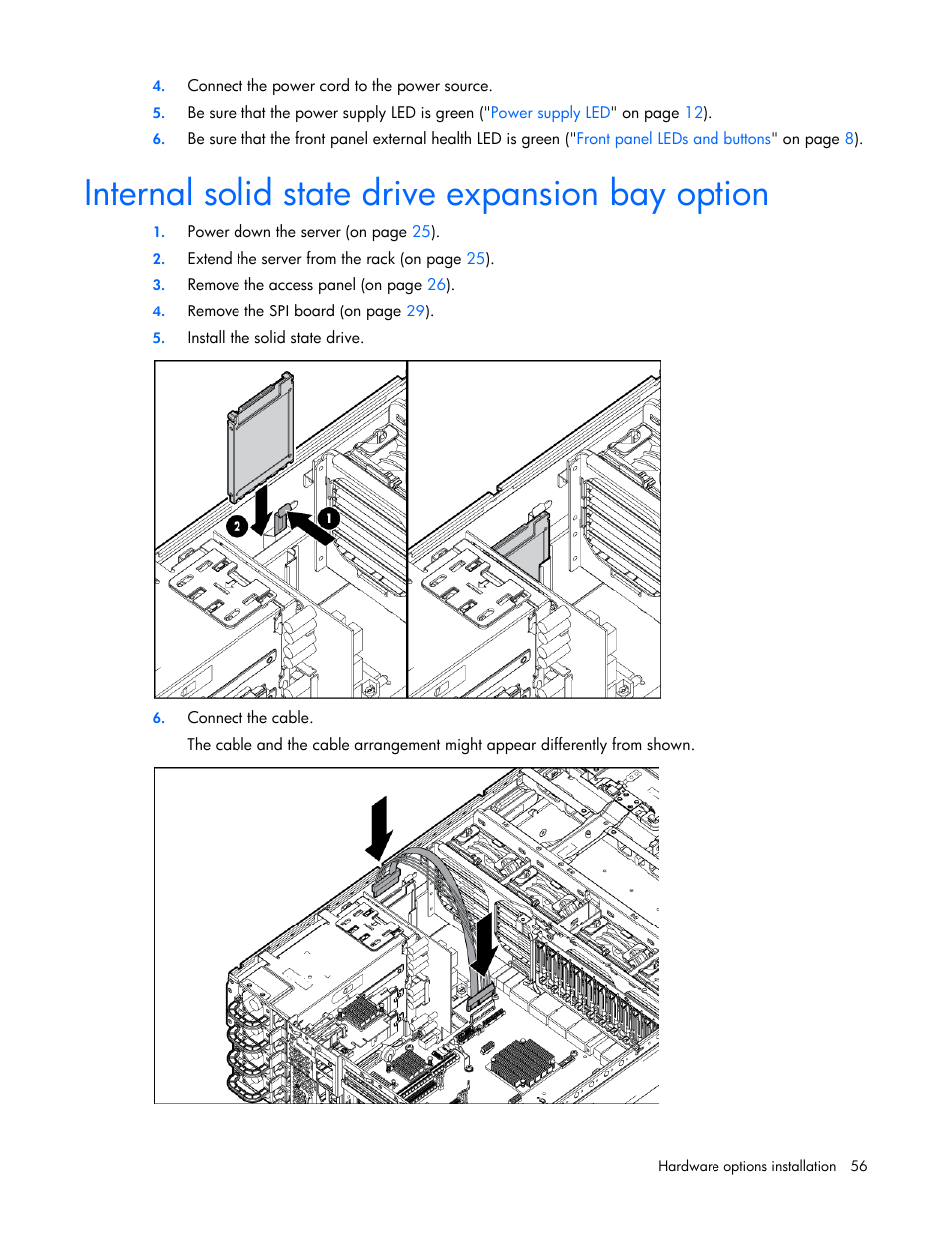 Internal solid state drive expansion bay option | HP ProLiant DL580 G7 Server User Manual | Page 56 / 131