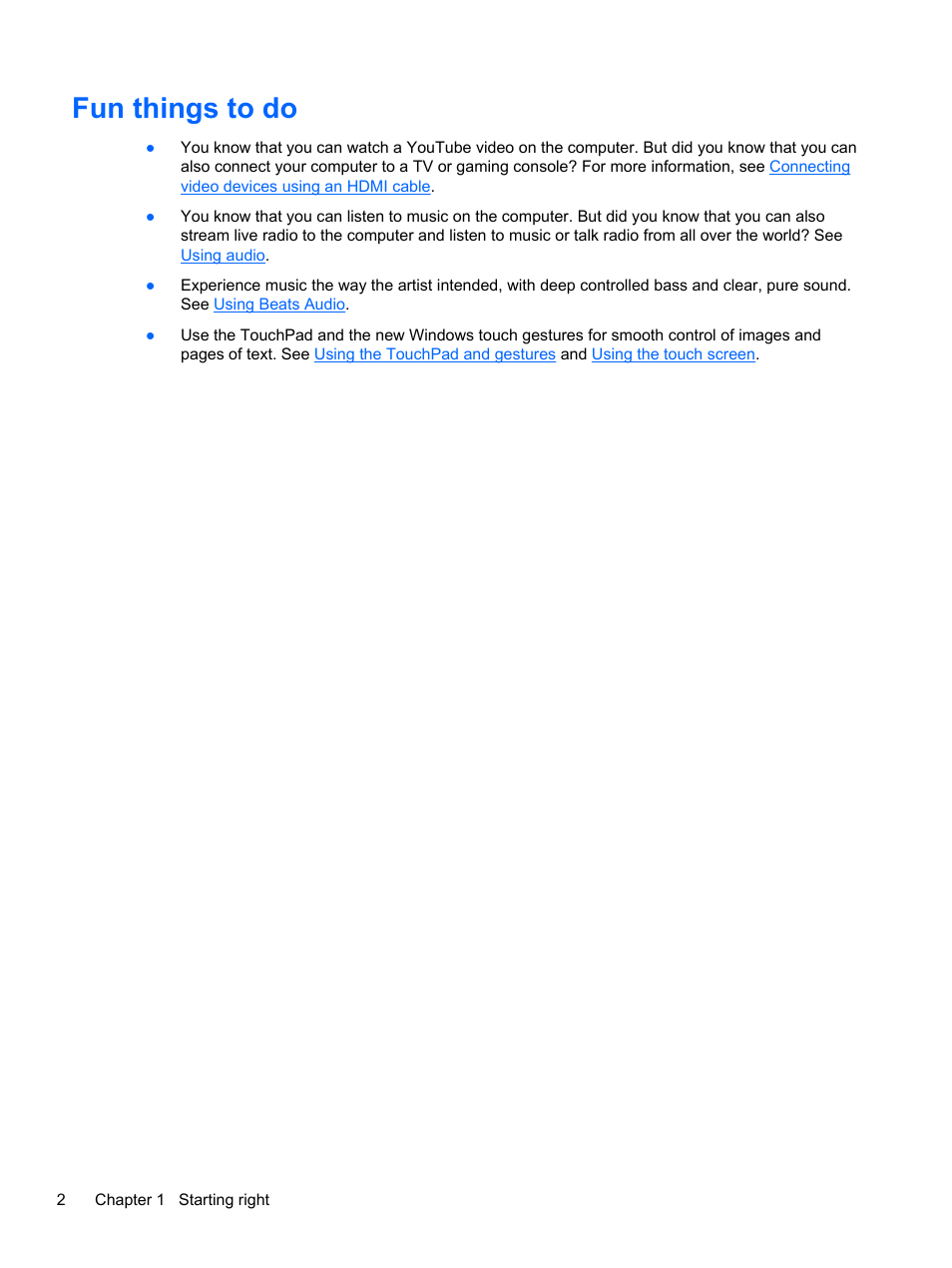 Fun things to do | HP Pavilion 11-h112nr x2 PC User Manual | Page 10 / 81