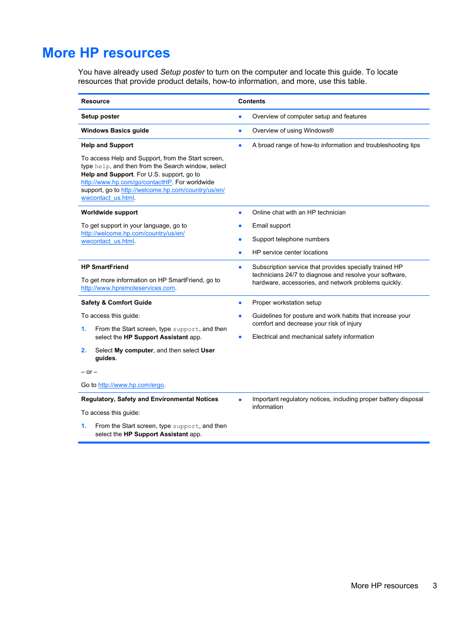 More hp resources, More hp resources 3 | HP Pavilion 11-h112nr x2 PC User Manual | Page 11 / 81