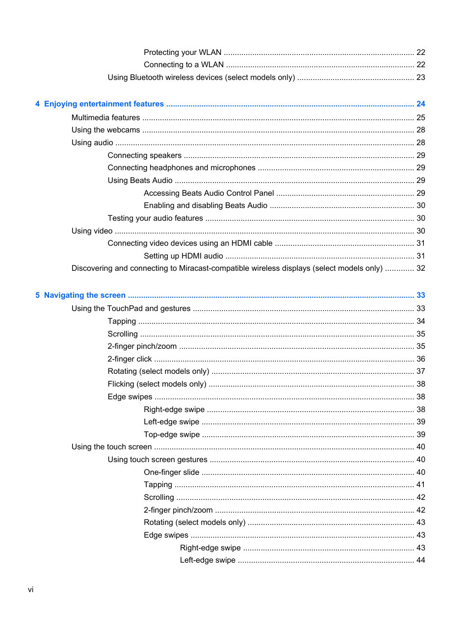 HP Pavilion 11-h112nr x2 PC User Manual | Page 6 / 81