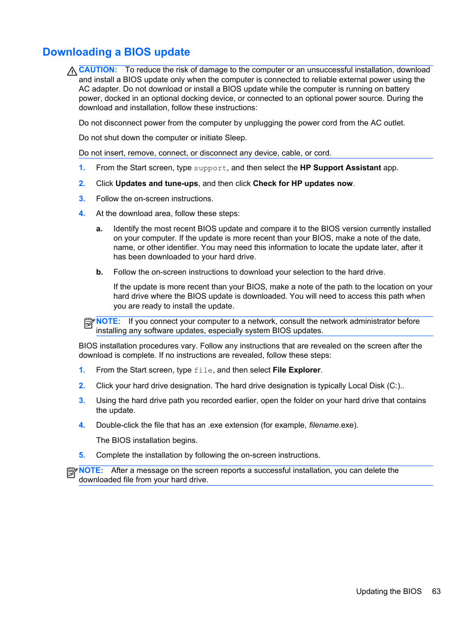 Downloading a bios update | HP Pavilion 11-h112nr x2 PC User Manual | Page 71 / 81