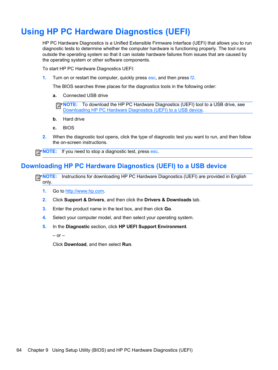 Using hp pc hardware diagnostics (uefi) | HP Pavilion 11-h112nr x2 PC User Manual | Page 72 / 81