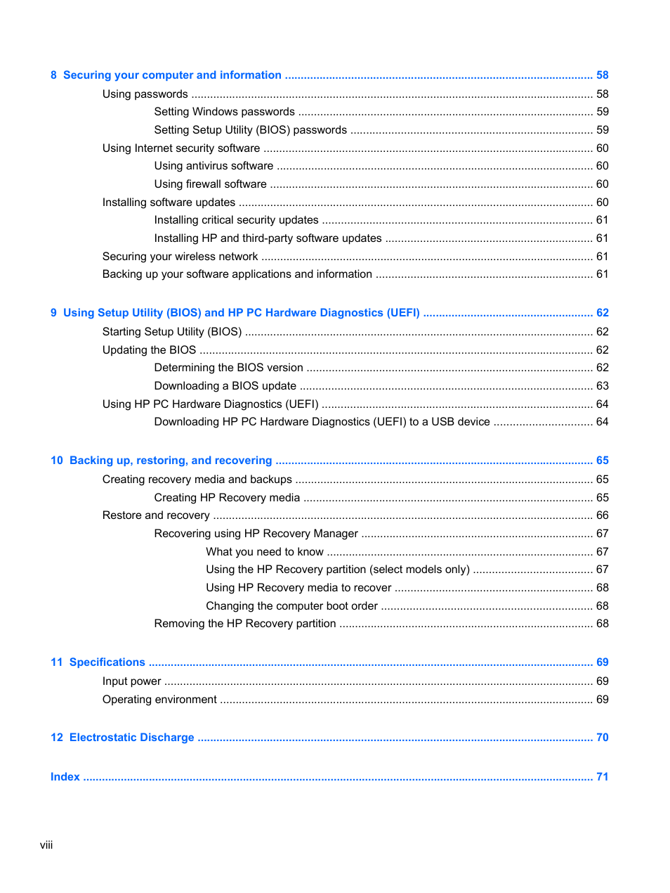 HP Pavilion 11-h112nr x2 PC User Manual | Page 8 / 81