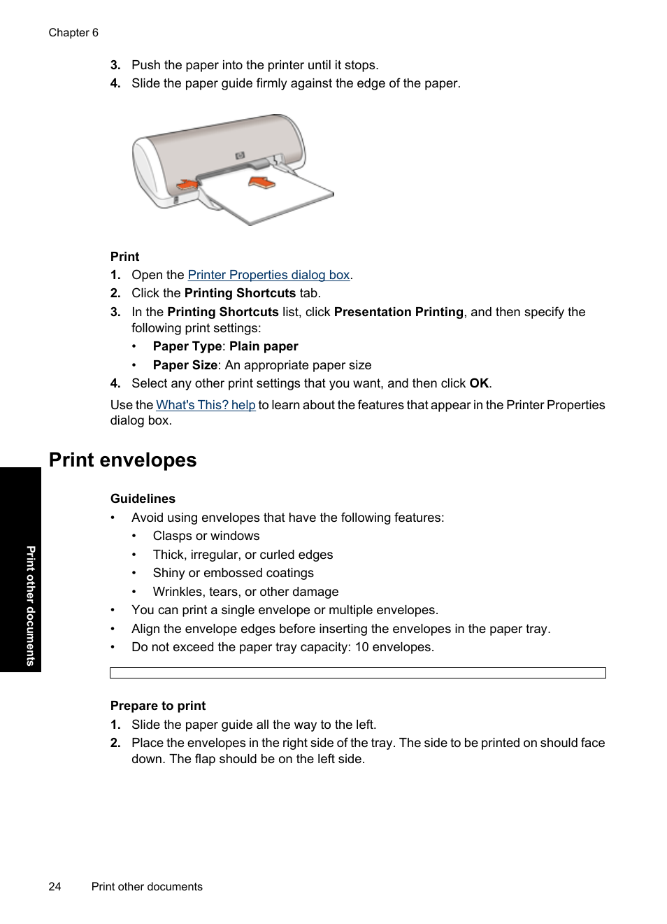 Print envelopes, Envelopes | HP Deskjet D1550 Printer User Manual | Page 27 / 113