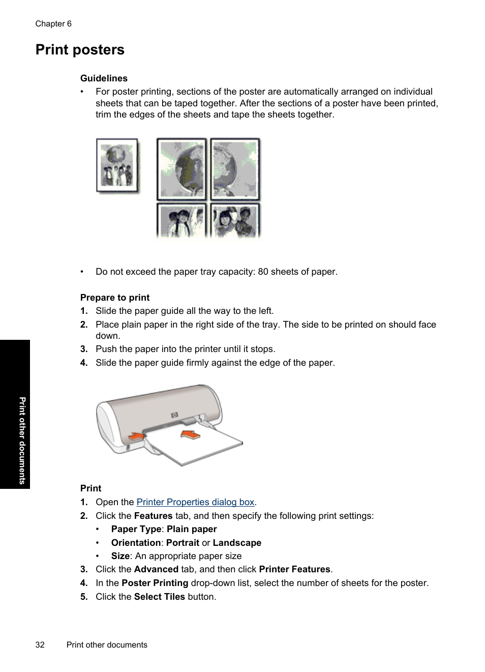 Print posters, Posters | HP Deskjet D1550 Printer User Manual | Page 35 / 113