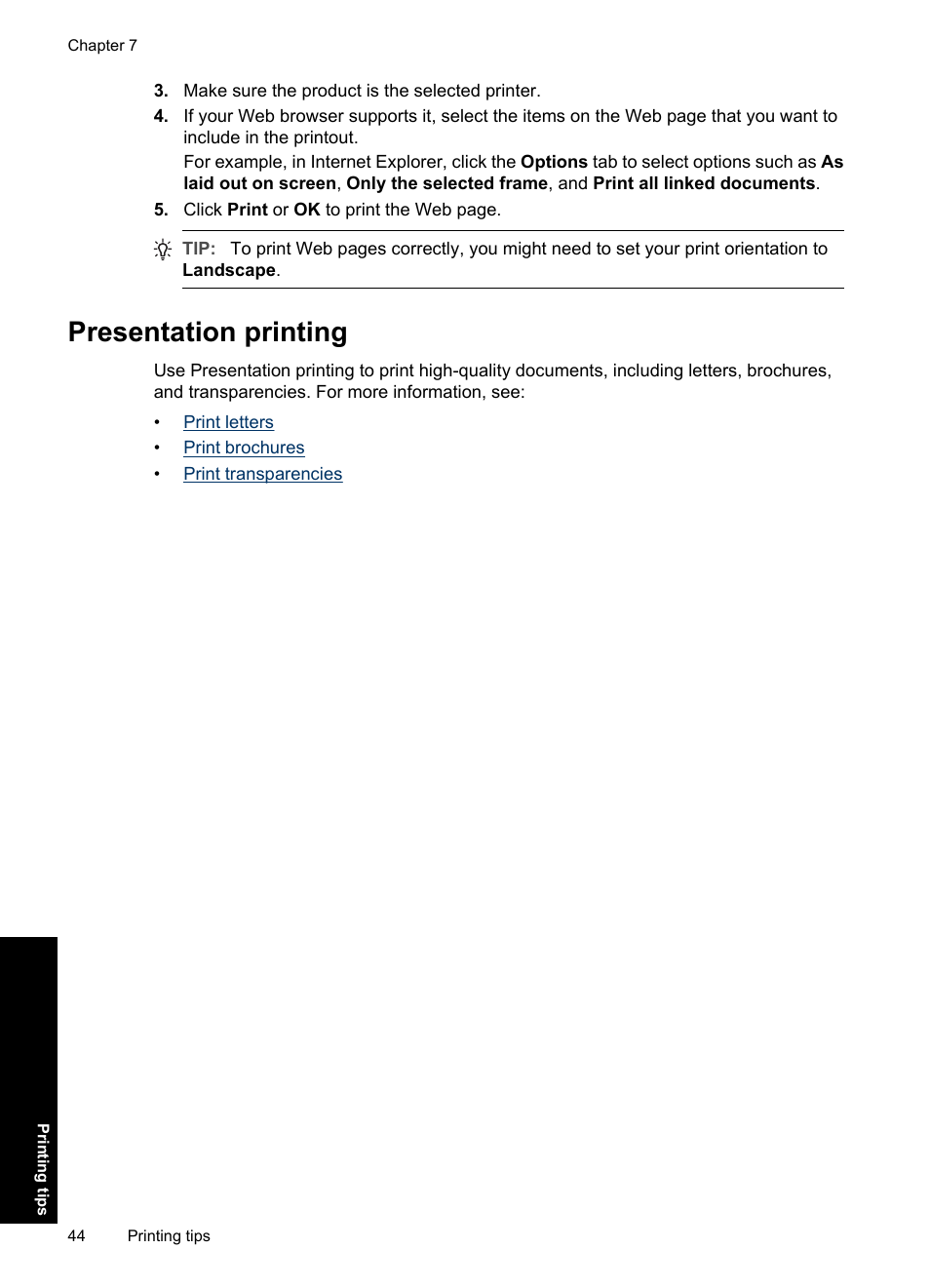 Presentation printing | HP Deskjet D1550 Printer User Manual | Page 47 / 113