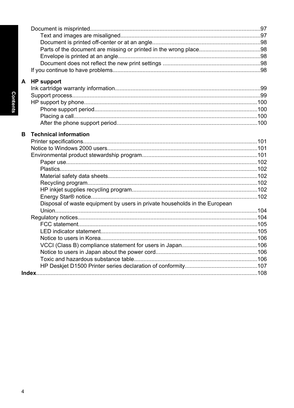 HP Deskjet D1550 Printer User Manual | Page 7 / 113