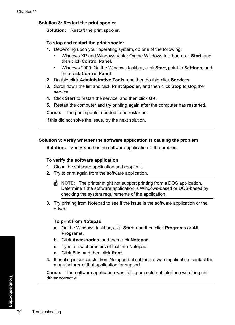 Solution 8: restart the print spooler | HP Deskjet D1550 Printer User Manual | Page 73 / 113