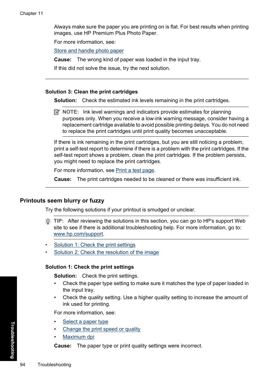 Printouts seem blurry or fuzzy, Solution 3: clean the print cartridges | HP Deskjet D1550 Printer User Manual | Page 97 / 113