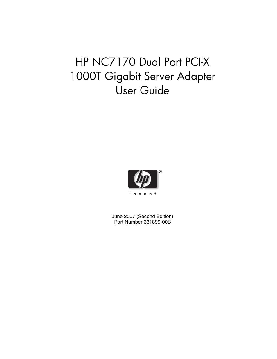 HP NC7170 Dual Port PCI-X Gigabit Server Adapter User Manual | 21 pages