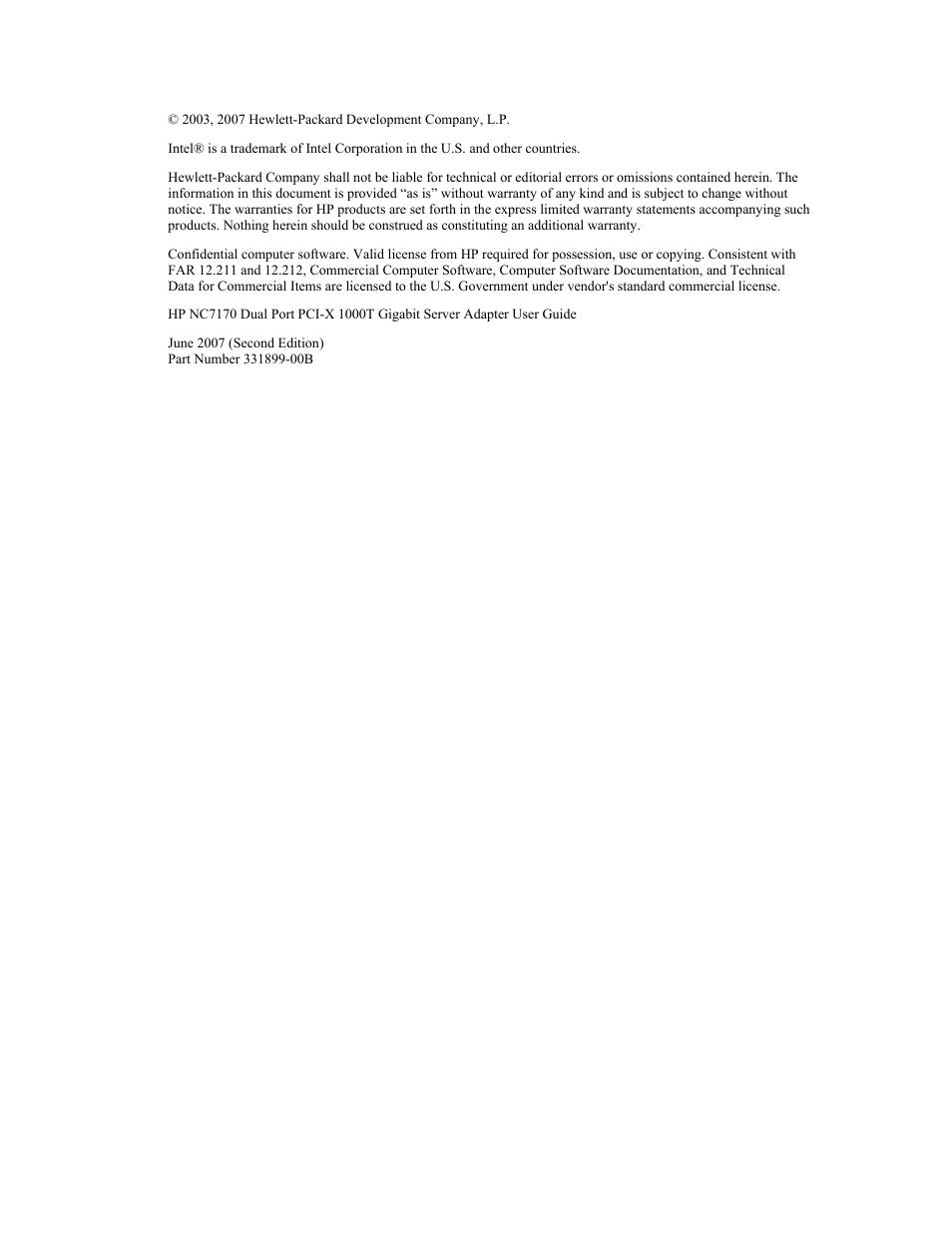 Notice | HP NC7170 Dual Port PCI-X Gigabit Server Adapter User Manual | Page 2 / 21