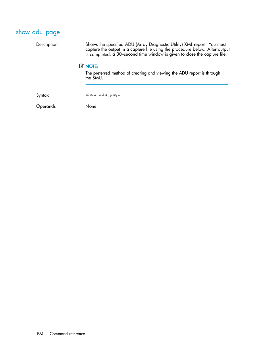 Show adu_page | HP StorageWorks 1510i Modular Smart Array User Manual | Page 102 / 154
