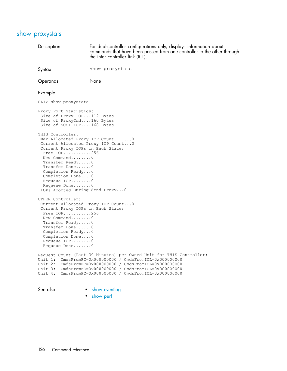 Show proxystats | HP StorageWorks 1510i Modular Smart Array User Manual | Page 126 / 154