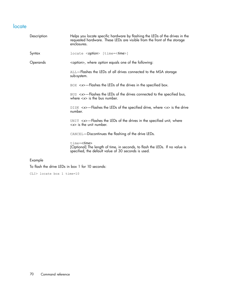 Locate | HP StorageWorks 1510i Modular Smart Array User Manual | Page 70 / 154
