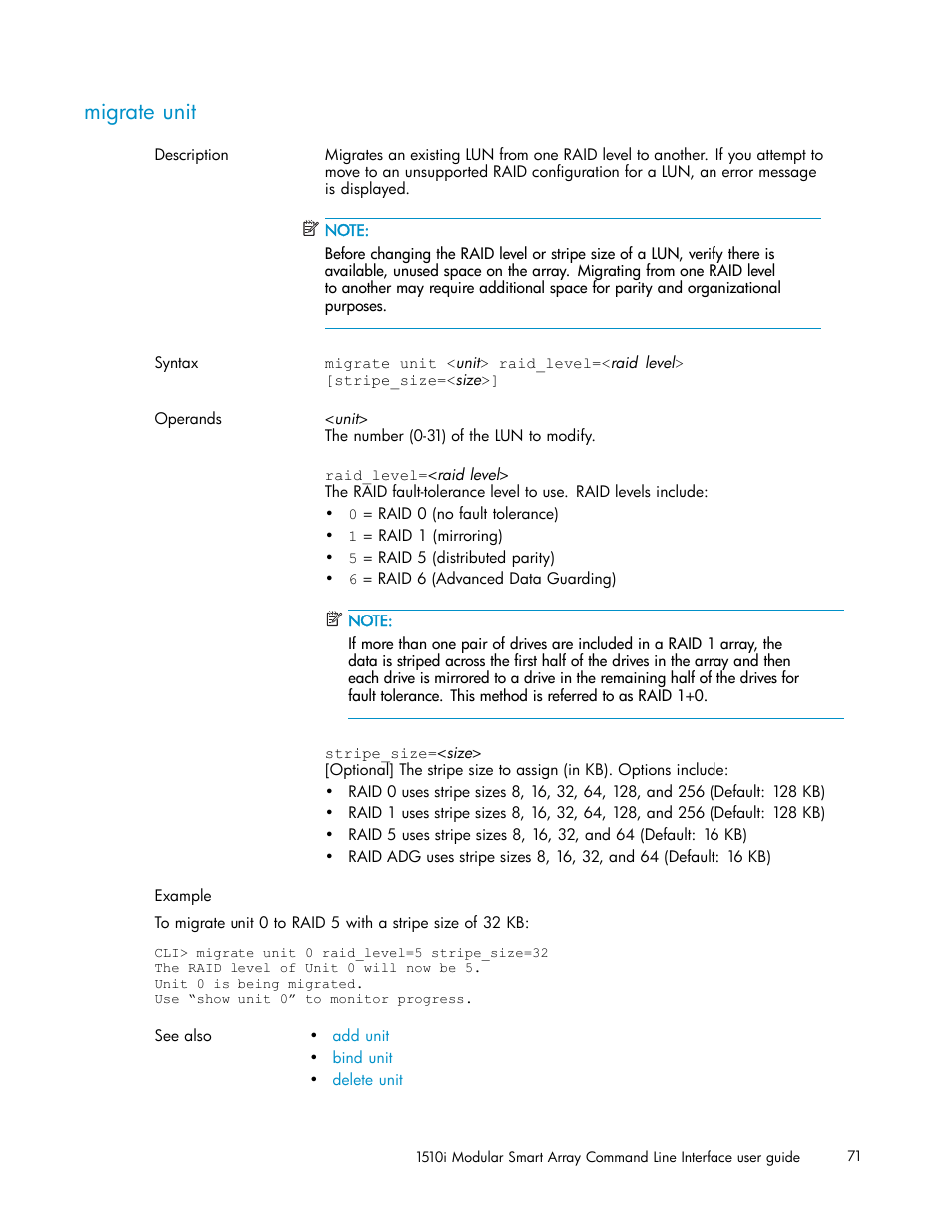 Migrate unit | HP StorageWorks 1510i Modular Smart Array User Manual | Page 71 / 154