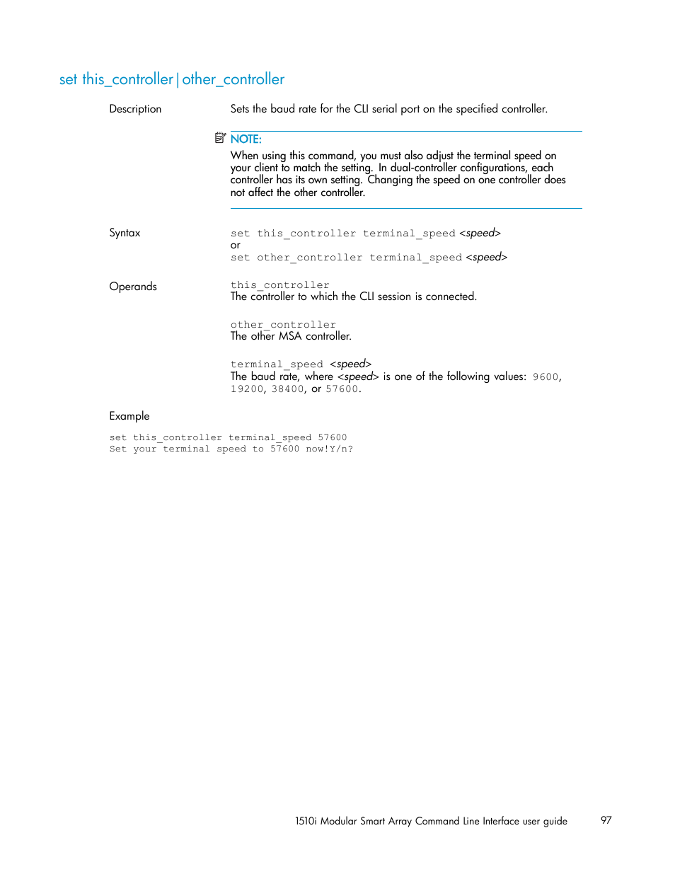 Set this_controller|other_controller | HP StorageWorks 1510i Modular Smart Array User Manual | Page 97 / 154