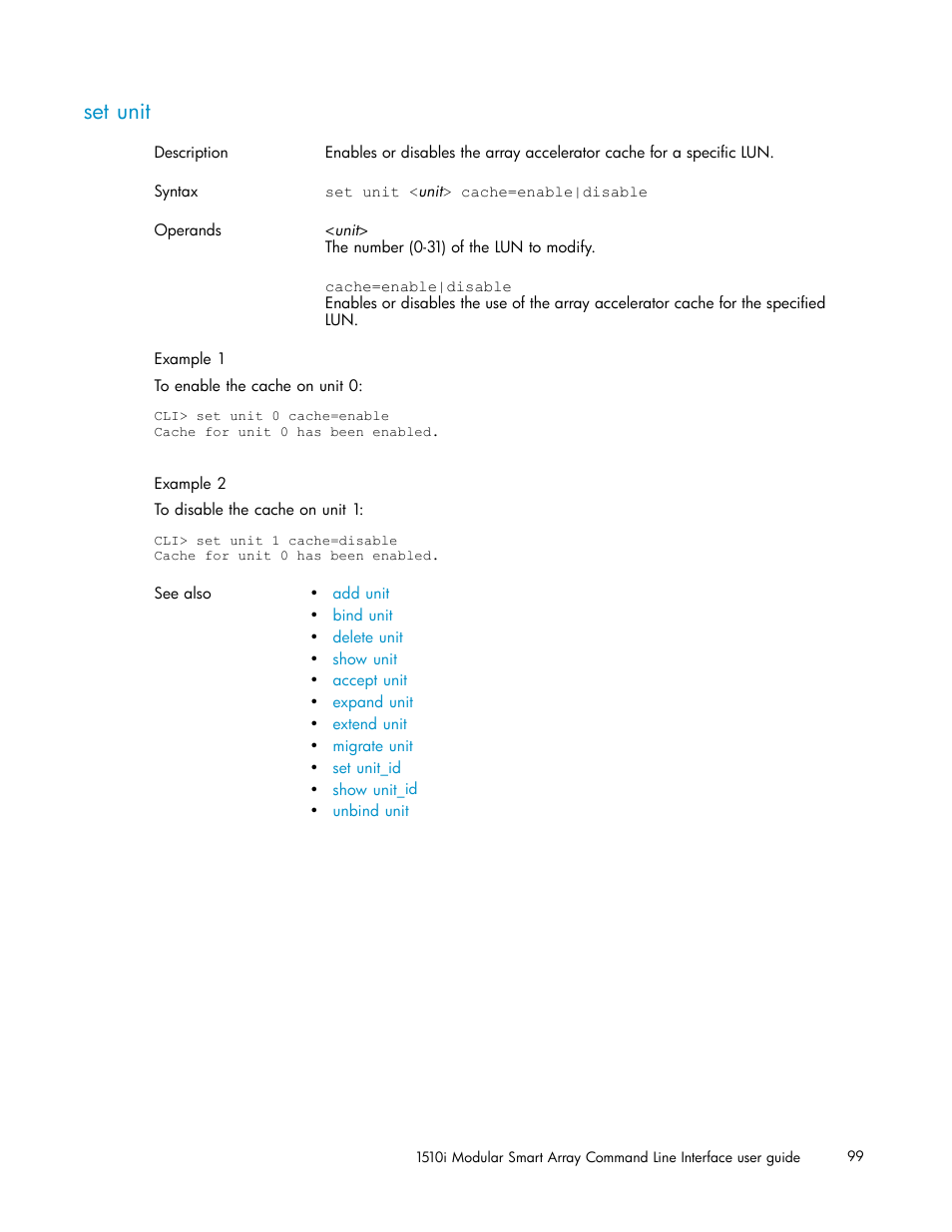 Set unit | HP StorageWorks 1510i Modular Smart Array User Manual | Page 99 / 154