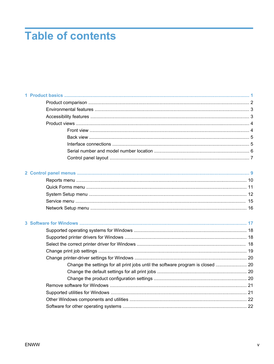 HP LaserJet Pro CP1525nw Color Printer User Manual | Page 7 / 202