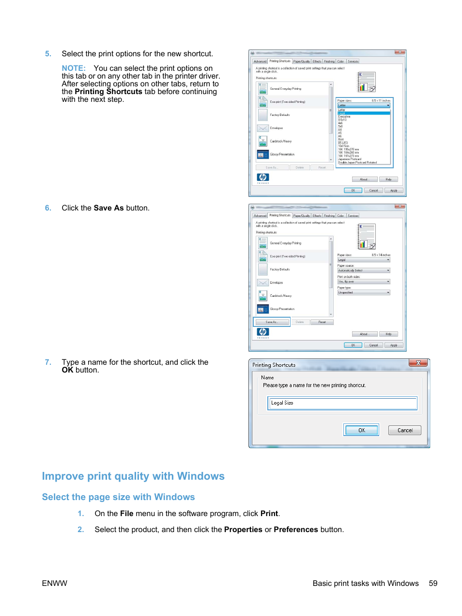 Improve print quality with windows | HP LaserJet Pro CP1525nw Color Printer User Manual | Page 73 / 202