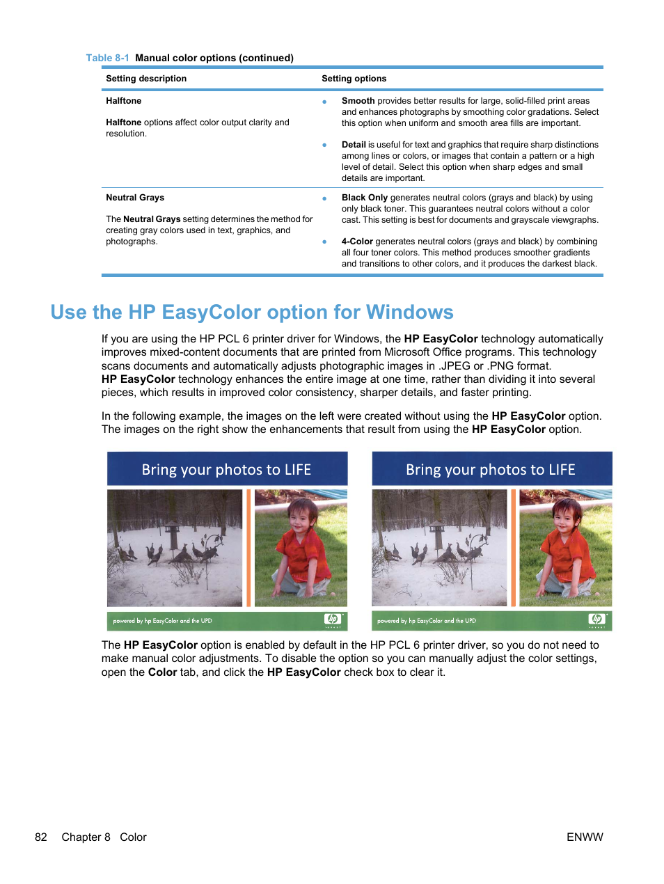 Use the hp easycolor option for windows | HP LaserJet Pro CP1525nw Color Printer User Manual | Page 96 / 202