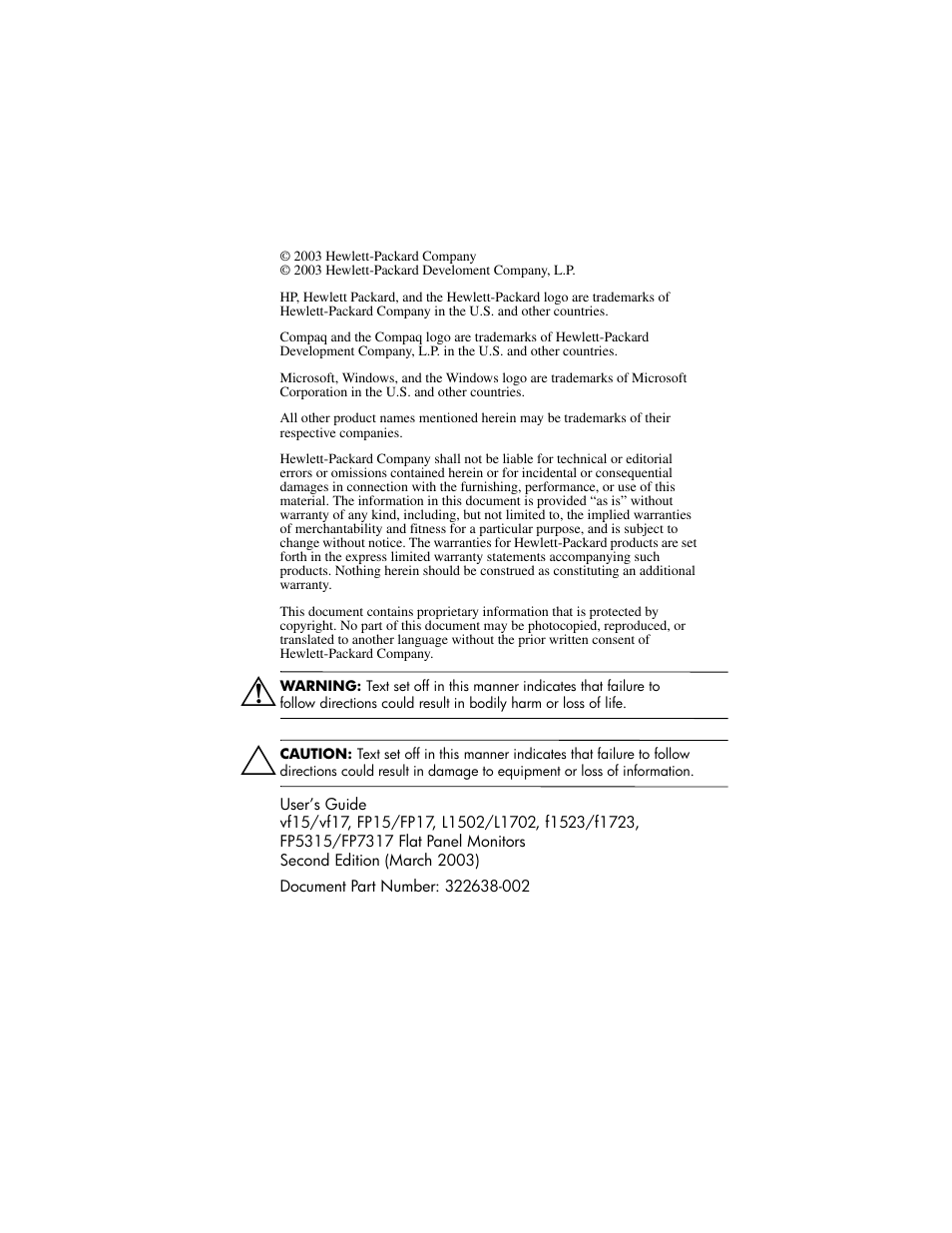 HP Pavilion f1523 15 inch Flat Panel Monitor User Manual | Page 2 / 44