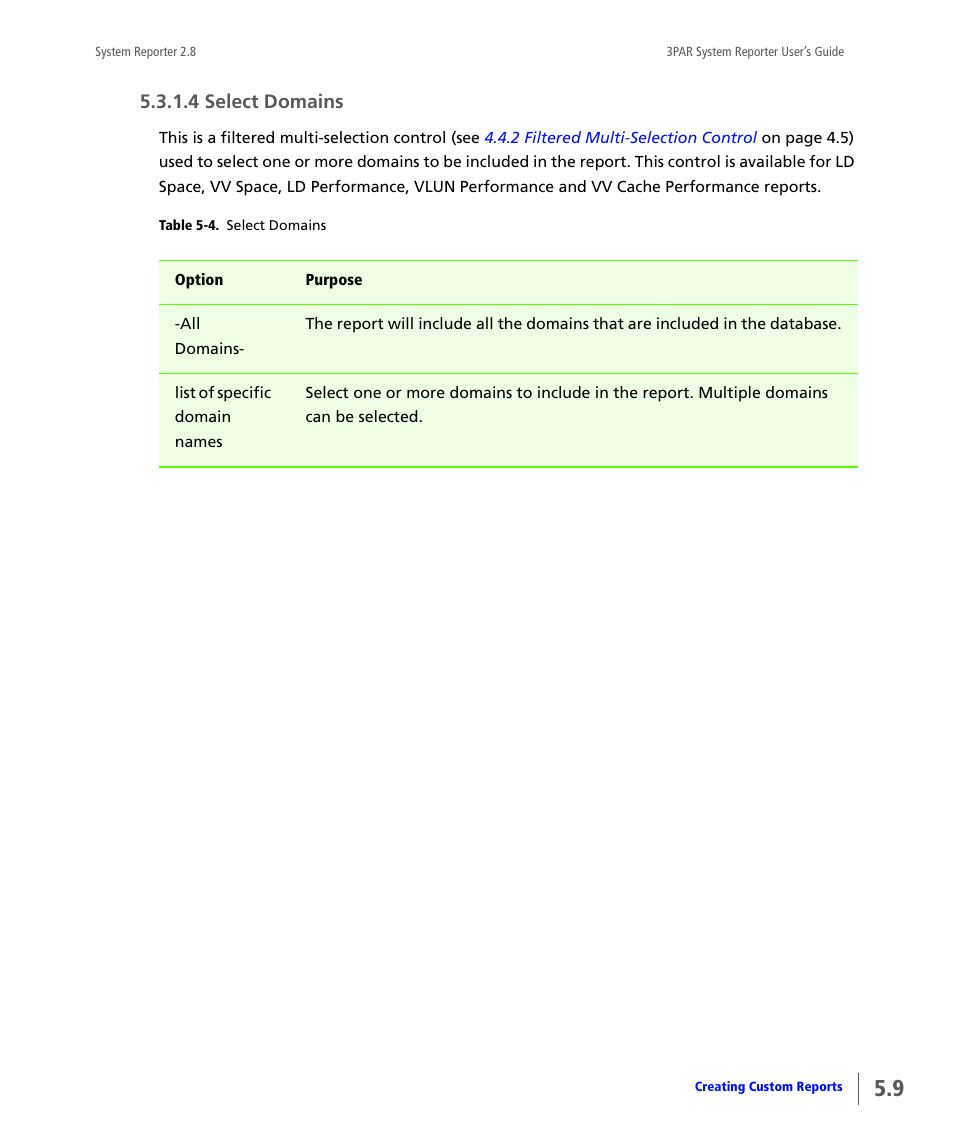 4 select domains, Select domains | HP 3PAR System Reporter Software User Manual | Page 101 / 378