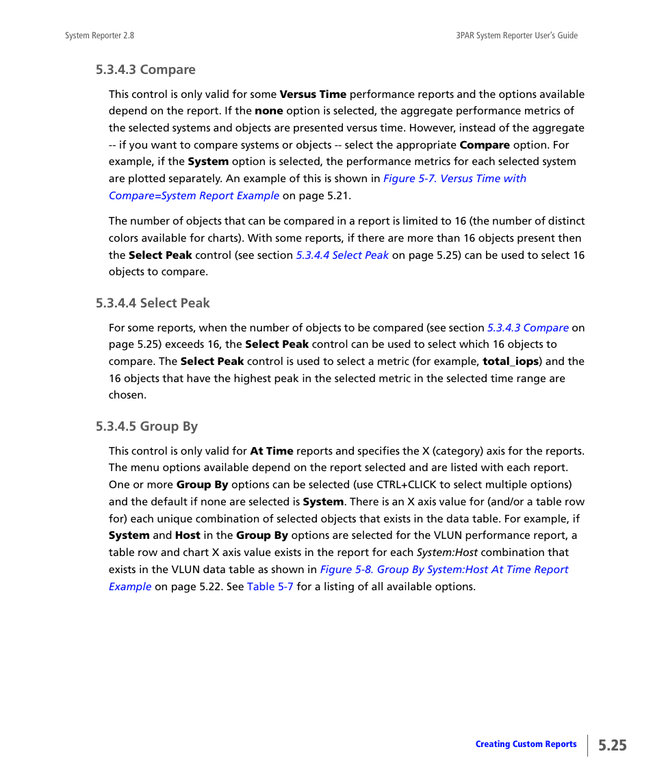 3 compare, 4 select peak, 5 group by | Compare, Select peak, Group by | HP 3PAR System Reporter Software User Manual | Page 117 / 378