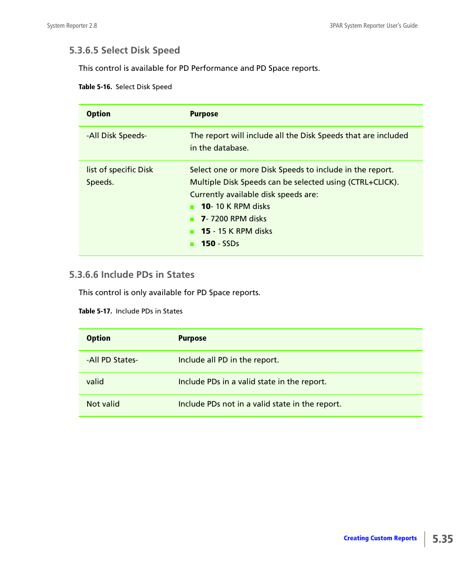 5 select disk speed, 6 include pds in states, Select disk speed | Include pds in states | HP 3PAR System Reporter Software User Manual | Page 127 / 378