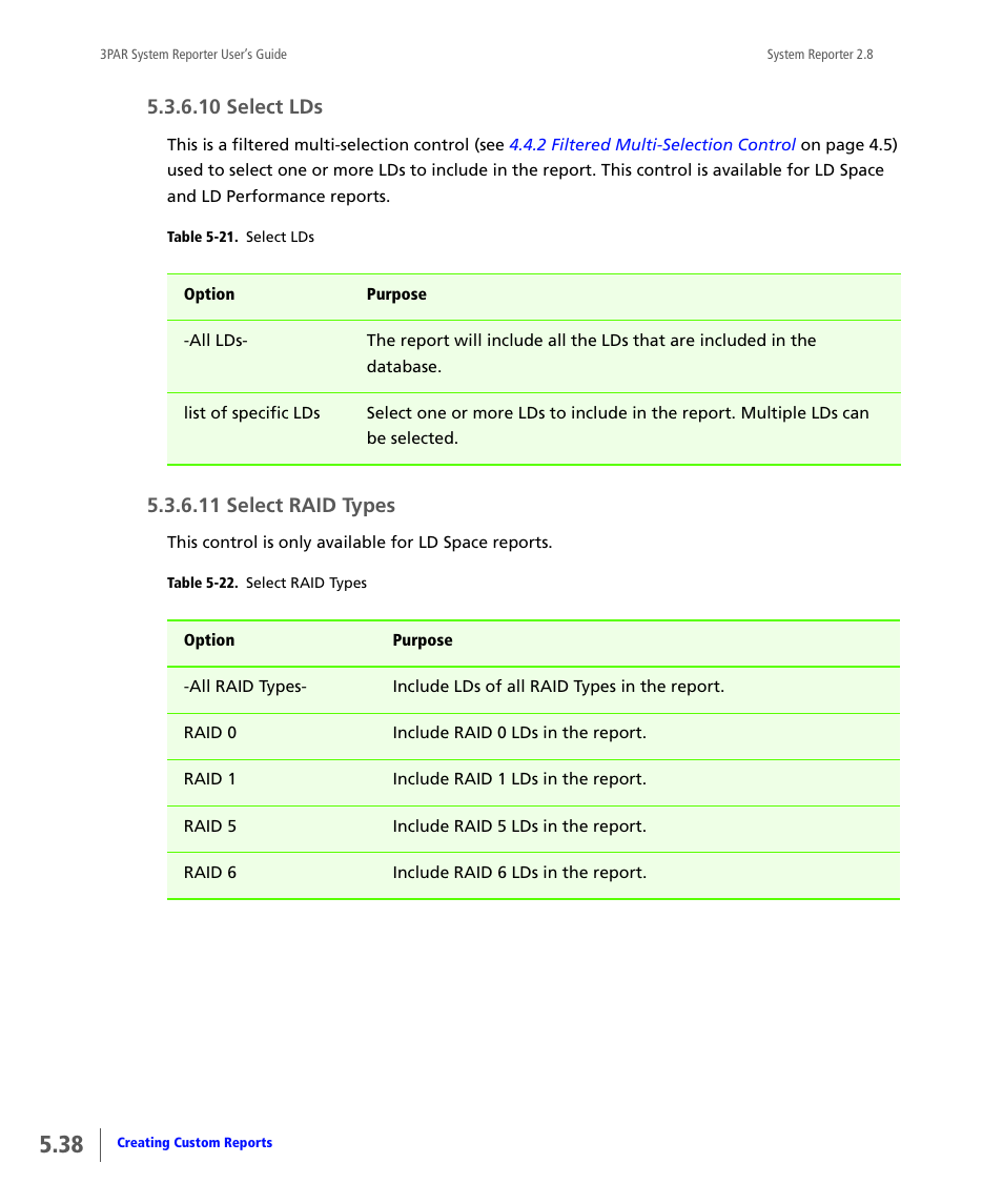 10 select lds, 11 select raid types, Select lds | Select raid types | HP 3PAR System Reporter Software User Manual | Page 130 / 378