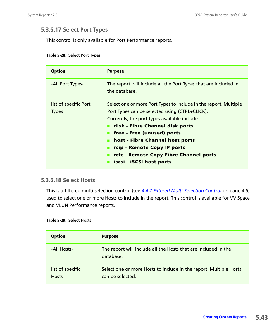 17 select port types, 18 select hosts, Select port types | Select hosts | HP 3PAR System Reporter Software User Manual | Page 135 / 378