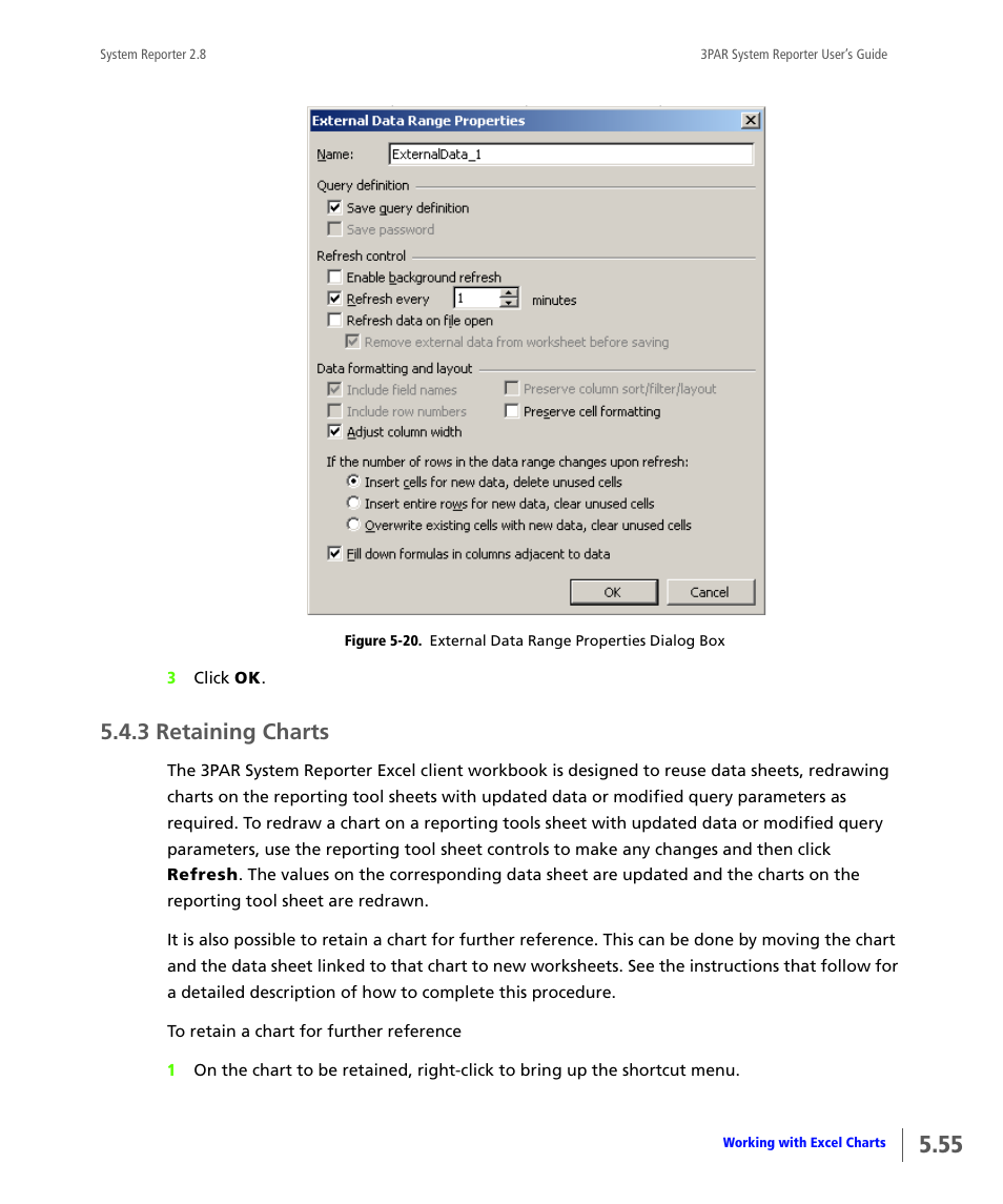 3 retaining charts, Retaining charts | HP 3PAR System Reporter Software User Manual | Page 147 / 378