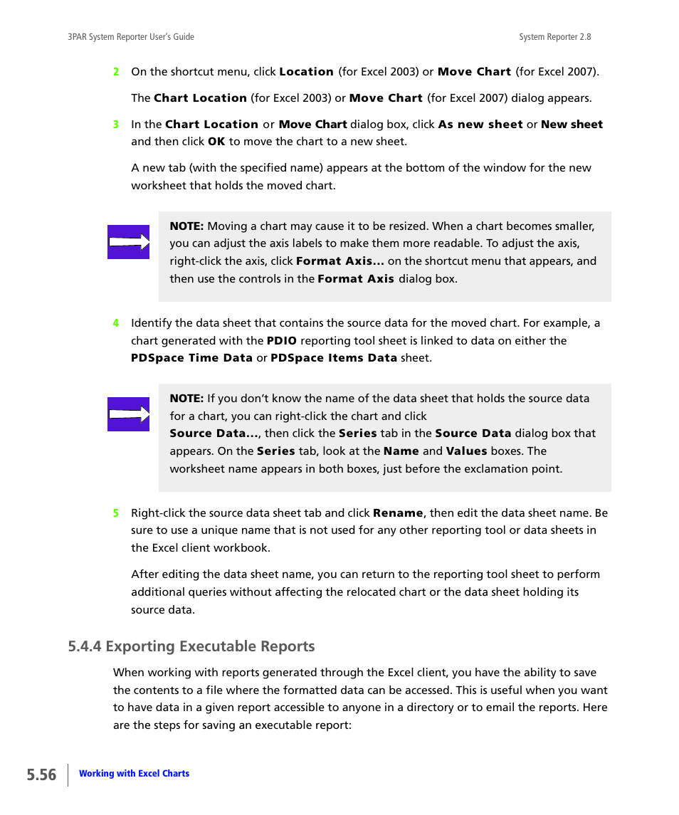 4 exporting executable reports, Exporting executable reports | HP 3PAR System Reporter Software User Manual | Page 148 / 378