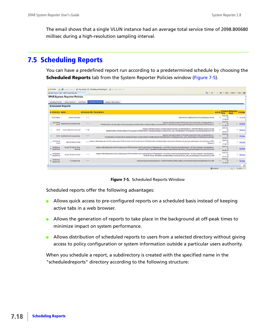 5 scheduling reports, Scheduling reports | HP 3PAR System Reporter Software User Manual | Page 186 / 378