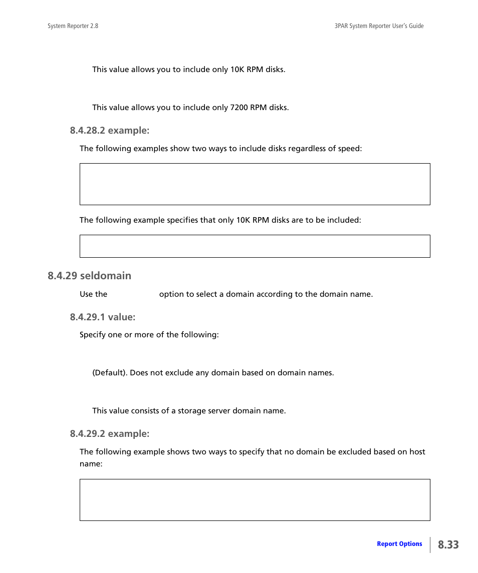 29 seldomain, Seldomain | HP 3PAR System Reporter Software User Manual | Page 225 / 378