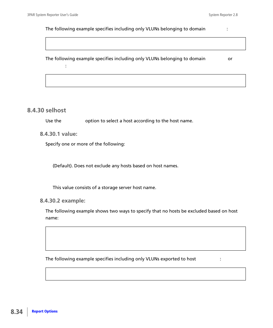 30 selhost, Selhost | HP 3PAR System Reporter Software User Manual | Page 226 / 378