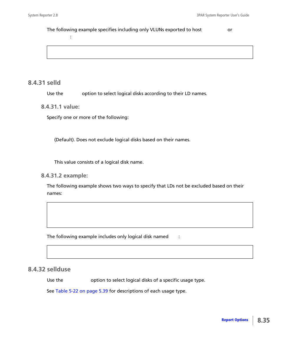 31 selld, 32 sellduse, Selld | Sellduse | HP 3PAR System Reporter Software User Manual | Page 227 / 378