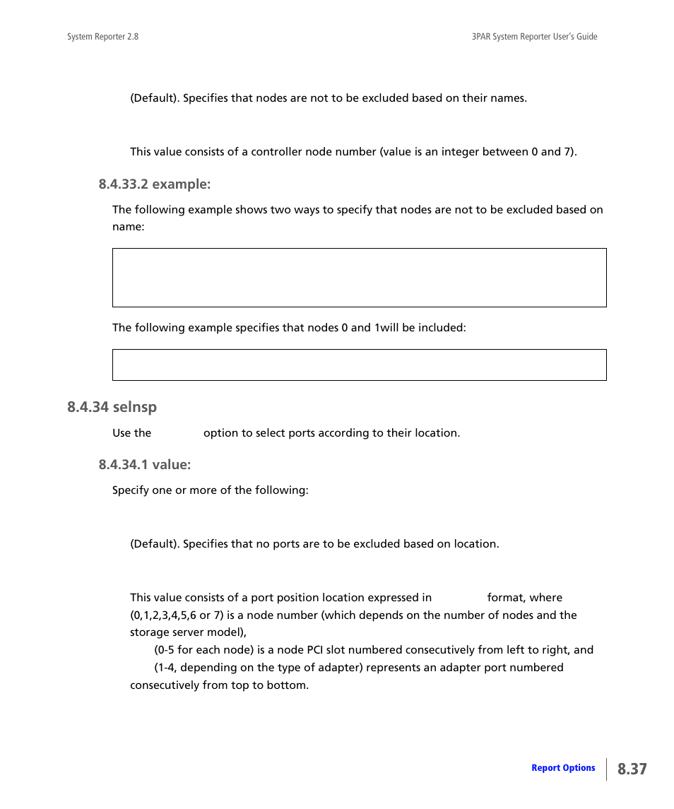 34 selnsp, Selnsp | HP 3PAR System Reporter Software User Manual | Page 229 / 378