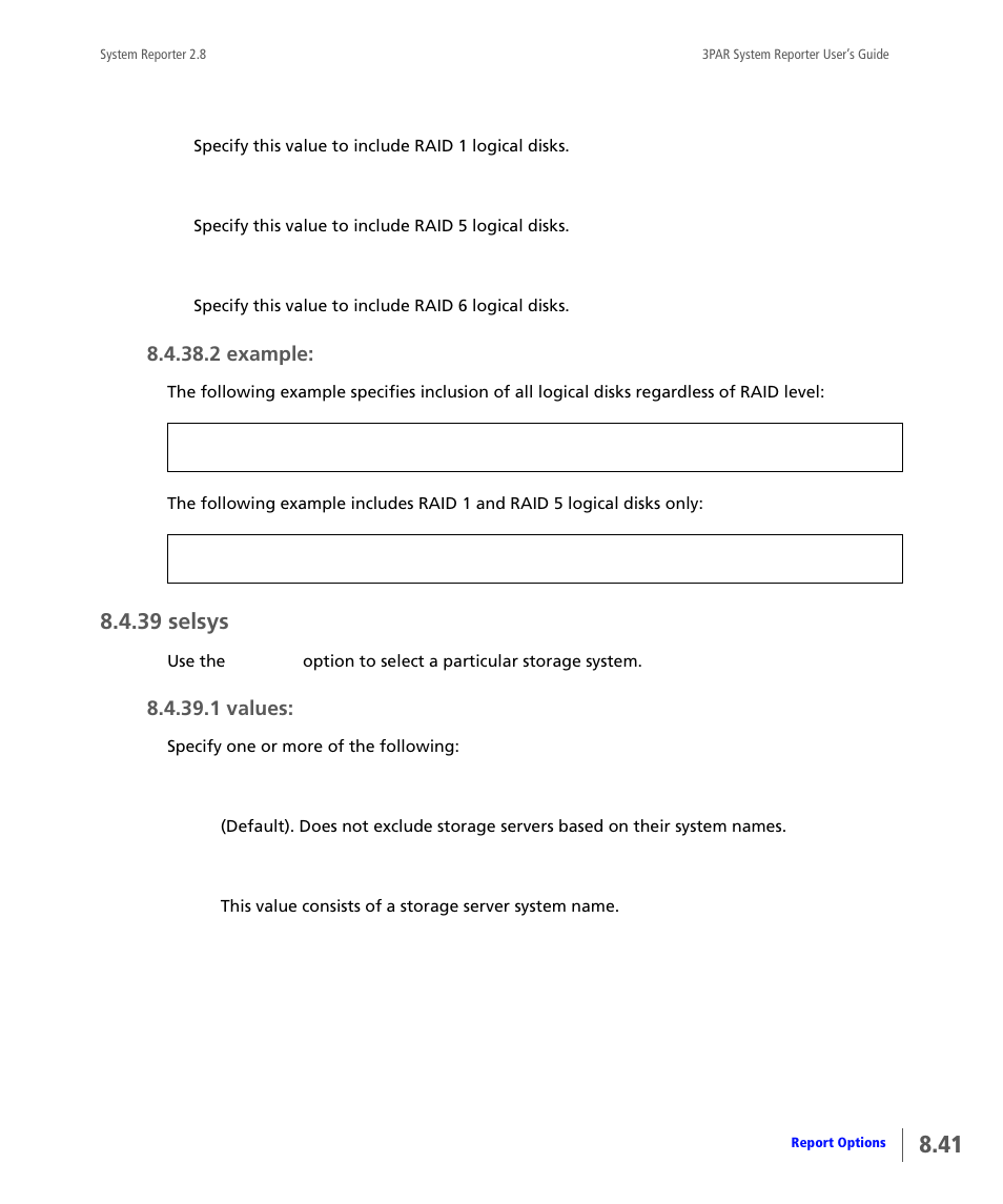 39 selsys, Selsys | HP 3PAR System Reporter Software User Manual | Page 233 / 378