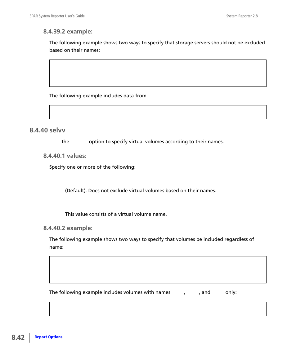 40 selvv, Selvv | HP 3PAR System Reporter Software User Manual | Page 234 / 378