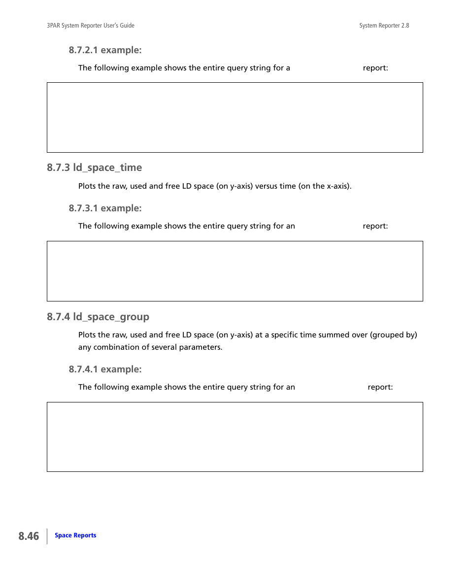 3 ld_space_time, 4 ld_space_group, Ld_space_time | Ld_space_group | HP 3PAR System Reporter Software User Manual | Page 238 / 378