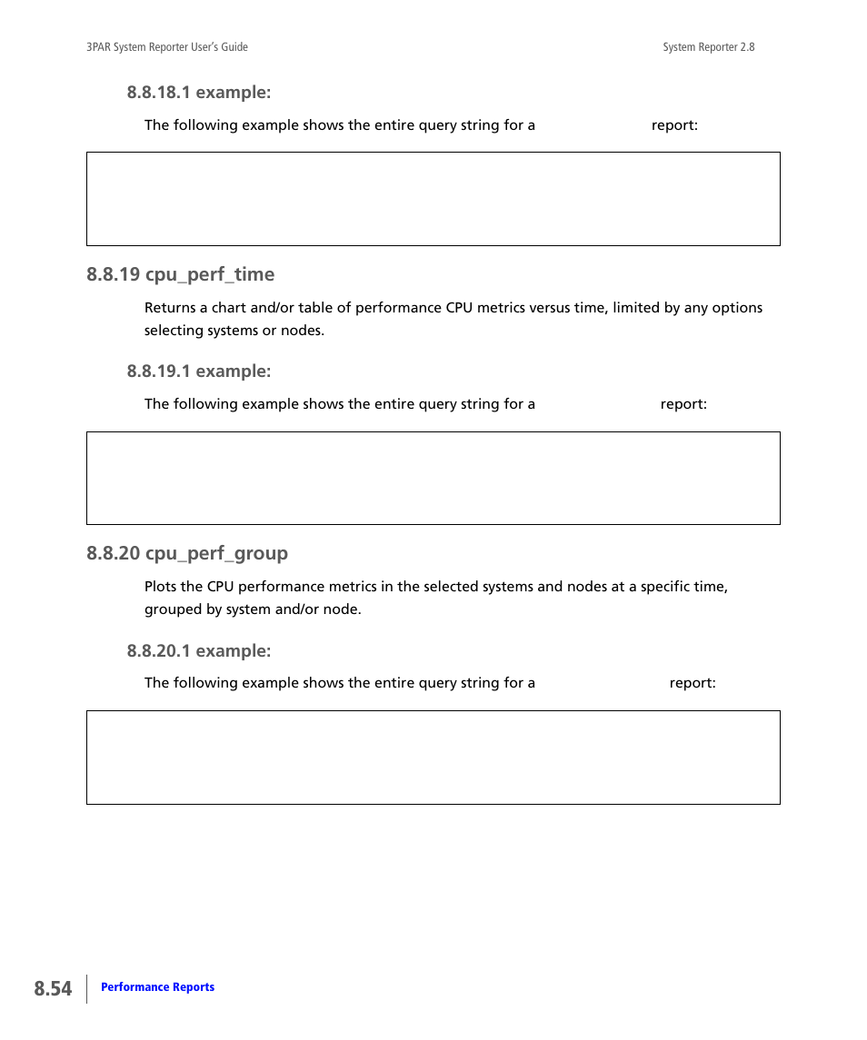 19 cpu_perf_time, 20 cpu_perf_group, Cpu_perf_time | Cpu_perf_group | HP 3PAR System Reporter Software User Manual | Page 246 / 378