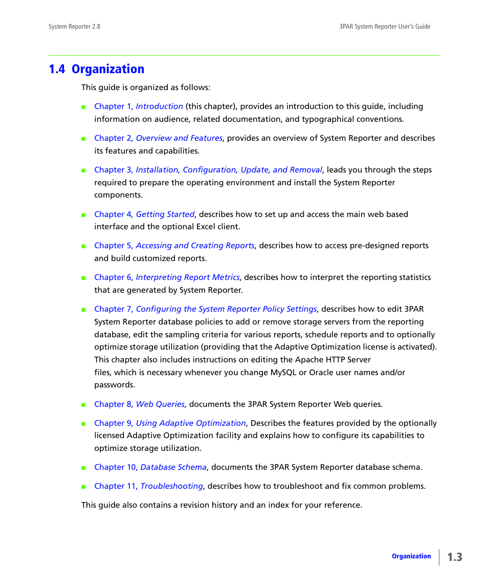 4 organization, Organization | HP 3PAR System Reporter Software User Manual | Page 27 / 378