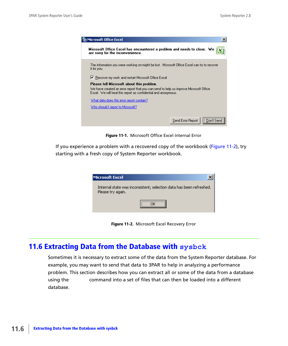6 extracting data from the database with sysbck, Extracting data from the database with sysbck, 6 extracting data from the database | With sysbck, Figure 11-1 on, In mos | HP 3PAR System Reporter Software User Manual | Page 356 / 378