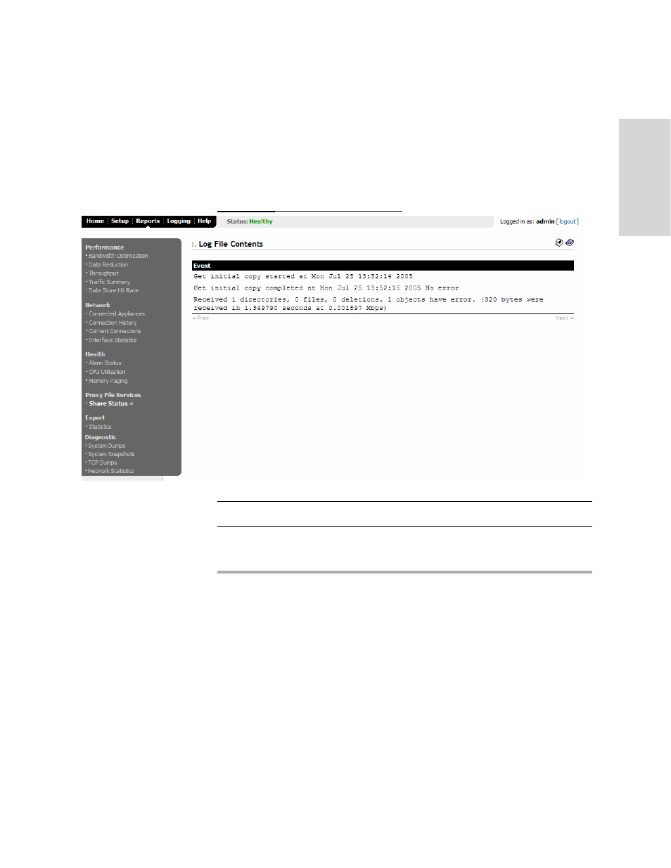 Exporting performance statistics reports, Exporting performance statistics | HP StorageWorks Enterprise File Services WAN Accelerator User Manual | Page 151 / 186